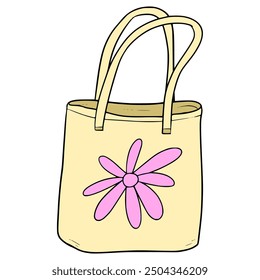 Tote Bag drawn flower illustration hand drawn isolated vector