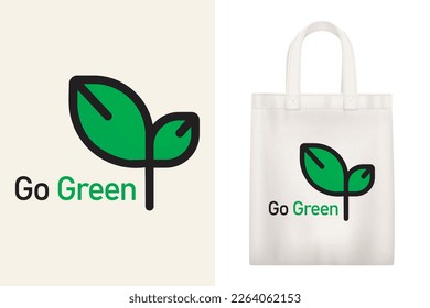 bolso de tote con hoja verde ecológica