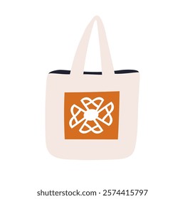 Tote bag, eco-friendly shopping accessory from cotton textile. Modern stylish grocery totebag, zero-waste reusable natural shopper with handles. Flat vector illustration isolated on white background