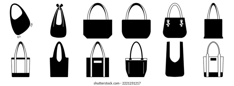 Tote bag element design. Tote bag iconset.