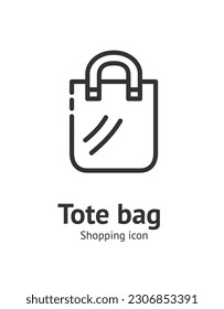 Tote Bag Fabric Cloth with Handle Sign Thin Line Icon Emblem Concept. Vector illustration of Reusable Ecobag