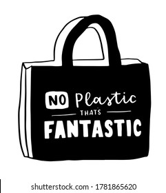 Tote bag with hand drawn lettering. Plastic Free Future and set of produce bags for shopping, storage. Flat style vector illustration for eco store, organic food shop, local market banner, vegan site