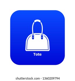 Tote bag icon blue vector isolated on white background
