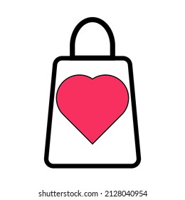 tote bag icon with pink love heart symbol.