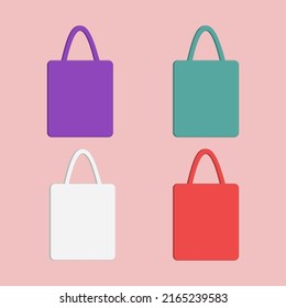 Tote bag icon vector illustration cartoon, mock up, non plastic reusable bag