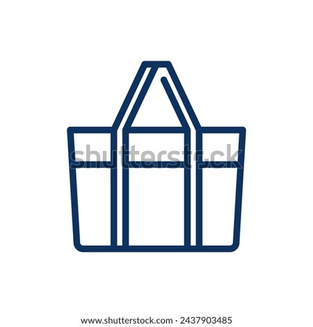 Tote Bag Icon. Vector Isolated Line Art Illustration with Editable Stroke of Women's Shopper Tote. Shoulder Bag Accessory.