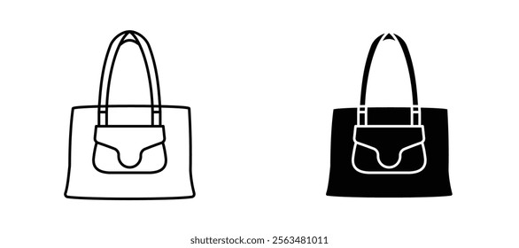 Tote bag icons in outline and fill. vector illustration for ui.