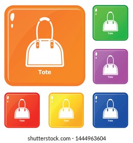 Tote bag icons set collection vector 6 color isolated on white background