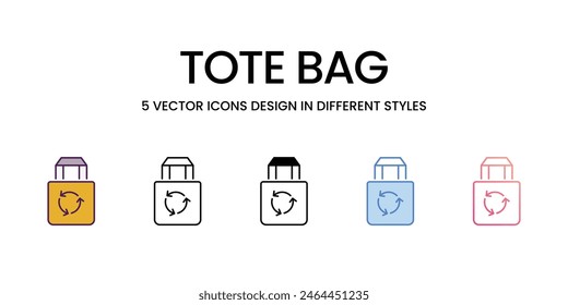 Tote Bag Symbole in verschiedenen Stil Vektorgrafik Stock Illustration gesetzt