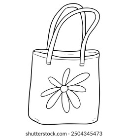 tote bag illustration hand drawn outline vector