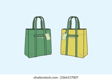 A tote bag is a large, typically unfastened bag with parallel handles that emerge from the sides of its pouch. Totes are often used as reusable shopping bags.