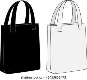 Tote Bag Mock-Up Vector Illustration Template	