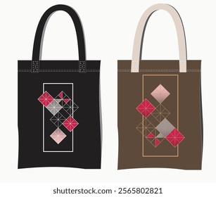 Tote Bag Recycle Concept with Eco Friendly Shopping Bags Waist Fabric Use Green Shopping Zero Waste 3D Tote Bags Nature Friendly Re-Useable Ladies shopping Bags