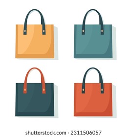 Tote bag set vector isolated