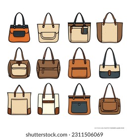 Tote bag set vector isolated