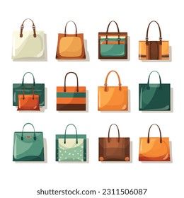 Tote bag set vector isolated