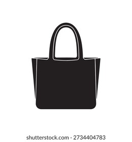 Tote bag silhouette vector flat design on white background.
