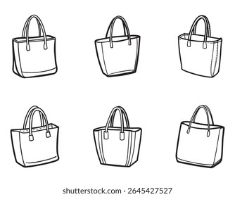 tote bag ícone de esboço silhueta vetor ilustração