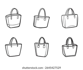 tote bag ícone de esboço silhueta vetor ilustração