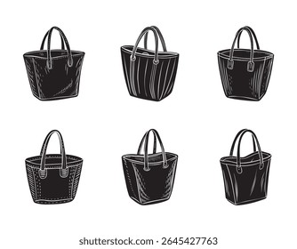 tote bag ícone de esboço silhueta vetor ilustração