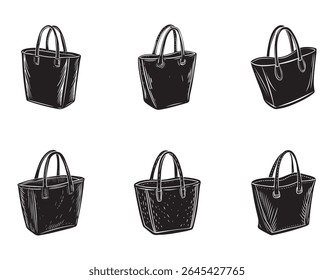 tote bag ícone de esboço silhueta vetor ilustração