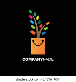 tote bag and tree of tag label  logo template