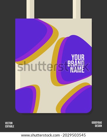 Tote bag with triangle rounded isolated with dark gray background, print template for fashionable shopping bag. Vector EPS.