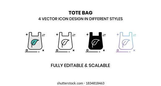 Tote Bag Vector illustration icons in different style