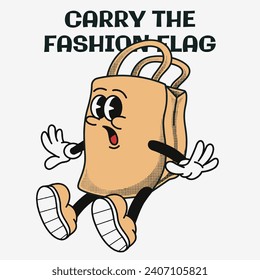 Tote bags Character Design With Slogan Carry the fashion flag