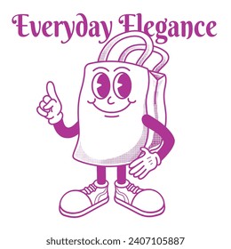 Tote bags Character Design With Slogan Everyday elegance