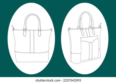 Tote Bags Outline Vector Template