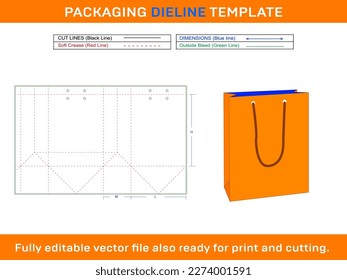 Tote Gift Box With Handles, Dieline Template