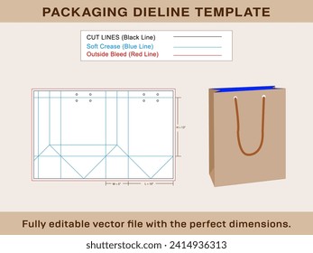 Tote Gift Box With Handles, Dieline Template ans 3d box, Vector File