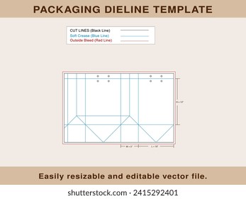 Tote Gift Box With Handles, Dieline Template, Vector File