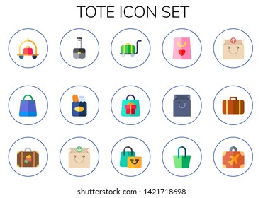 tote icon set. 15 flat tote icons.  Simple modern icons about  - luggage, shopping bag, bag