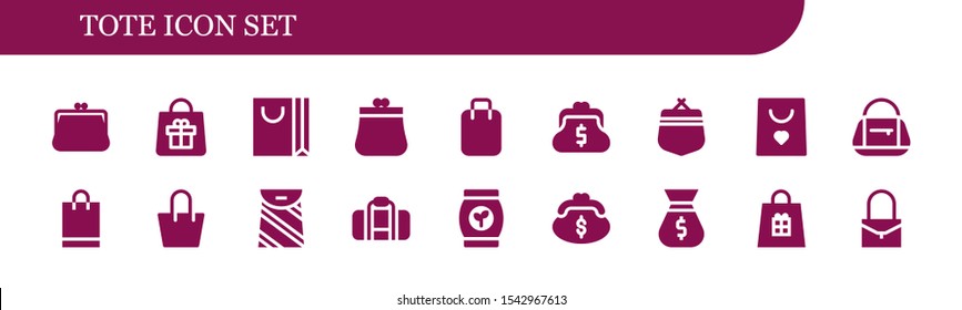 tote icon set. 18 filled tote icons.  Simple modern icons about  - Purse, Bag, Shopping bag