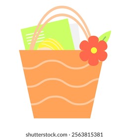 Tote summer bag. Isolated vector clip art.