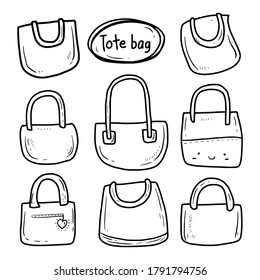 Totebag drawing icon collection set sticker vector