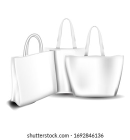 Totebag vector illustration 3D realistic , template corporate logo design business empty isolated white background