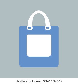 Totebag vector illustration, flat blue and white totebag, shopbag vector art isolated