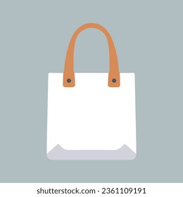 Totebag vector illustration, flat white totebag, shopbag vector art isolated