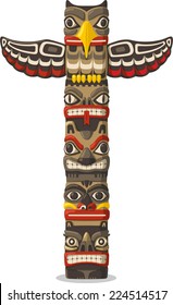 Totem being object symbol animal plant representation family clan tribe, vector illustration cartoon.