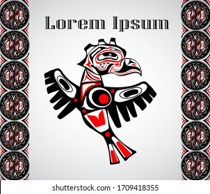 totem bird indigenous art stylization with borders