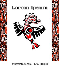 Totem Bird Indigenous Art Stylization With Borders