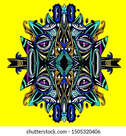 Totem Character Pattern Design Illustration for Print Art, Poster, Flyer and Banner