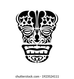 Totem face. Face in Polynesian or Maori style. Hawaiian tribal patterns. Good for prints and t-shirts. Isolated. Vector illustration.