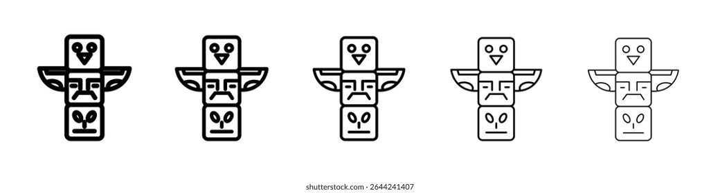 Ícone de totem conjunto fino de marca de logotipo de contorno