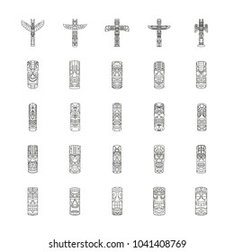 Totem icons set. Outline illustration of 25 Totem vector icons for web and advertising