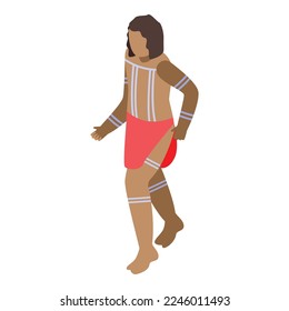 Icono del tótem vectorial isométrico. Cultura étnica. Origen nativo