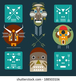 totem masks vector art